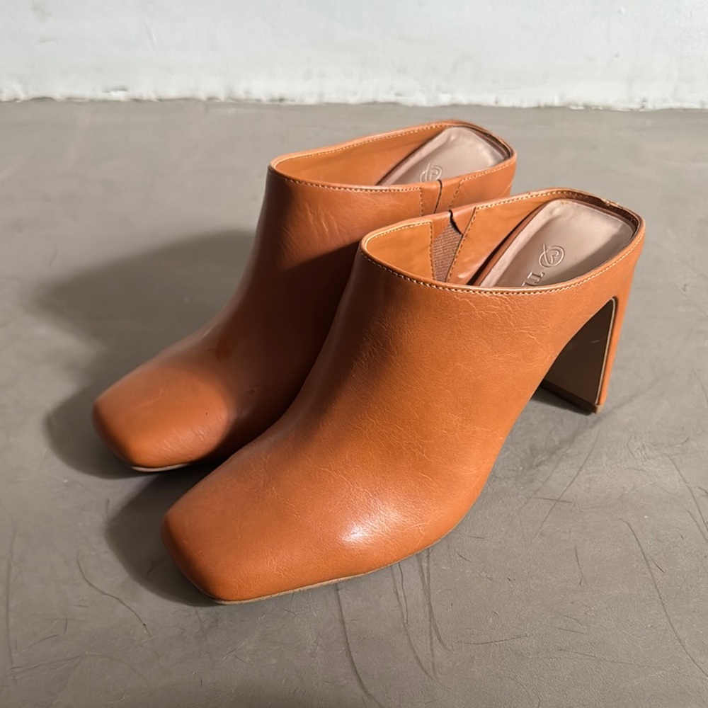 Orange Leather Mules